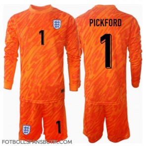 England Jordan Pickford #1 Målvakt Replika Hemmatröja Barn EM 2024 Långärmad (+ Korta byxor)